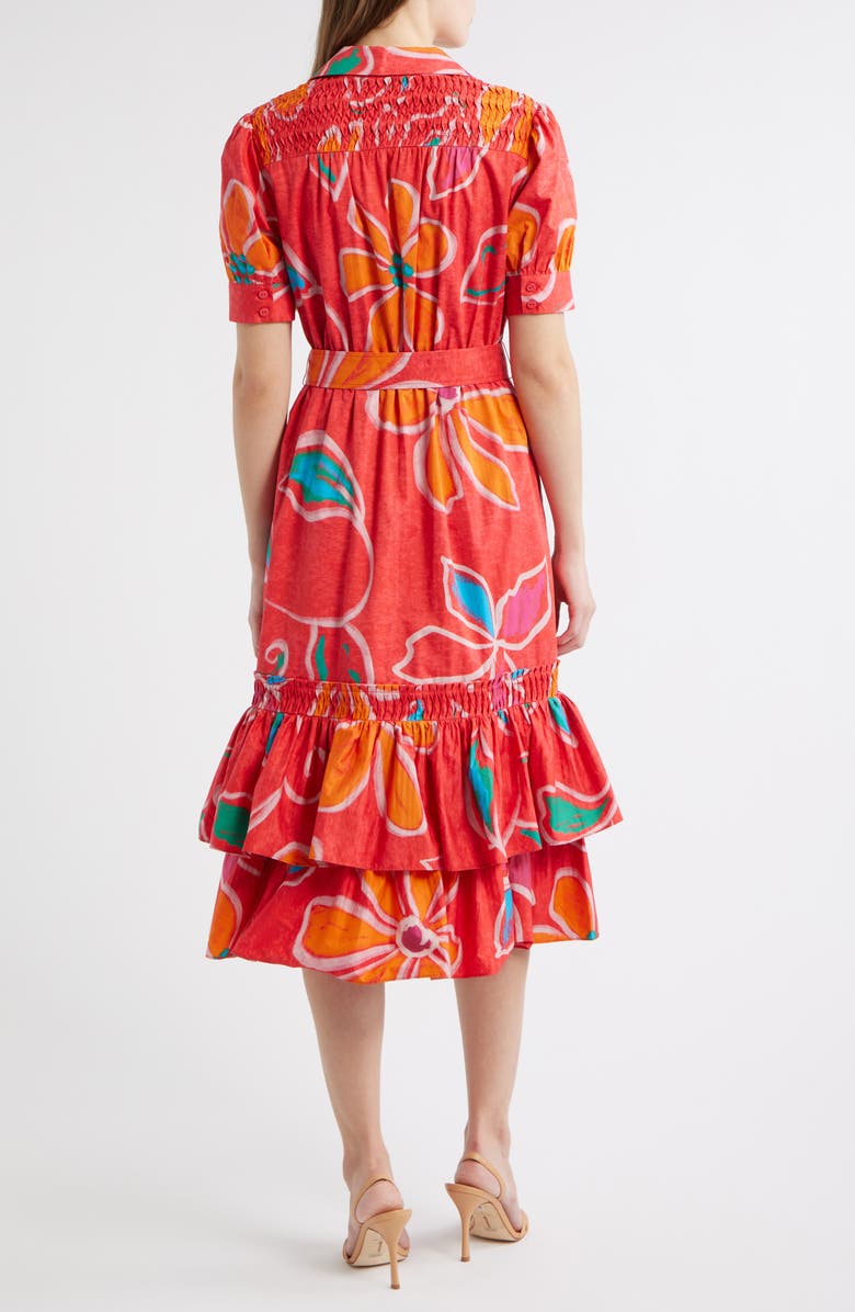 Elie Tahari The Suki Sketched Petals Short Sleeve Shirtdress, Alternate, color, Sketched Petals