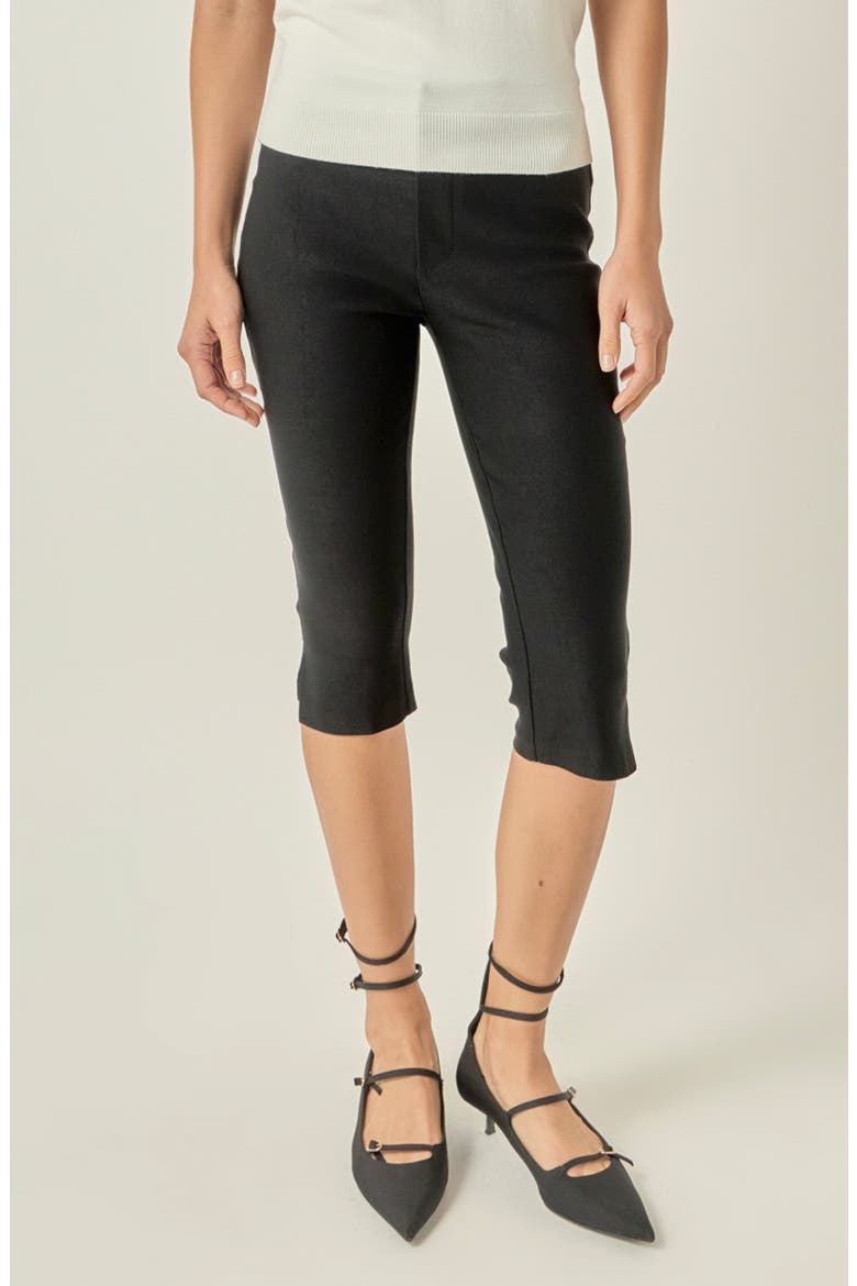 Side Slit Capri Pants, Main, color, BLACK