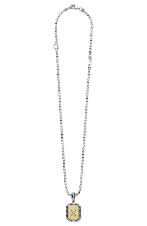 Lagos Signature Caviar Diamond Initial Pendant Necklace In Two-tone X