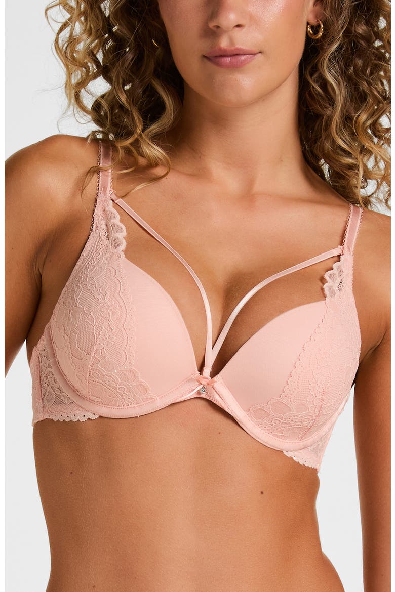 Isadora Lace Underwire Push Up Bra, Main, color, BLOSSOM