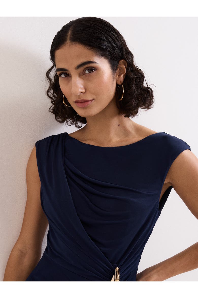 Donna Ruched Detail Maxi Dress, Alternate, color, Navy
