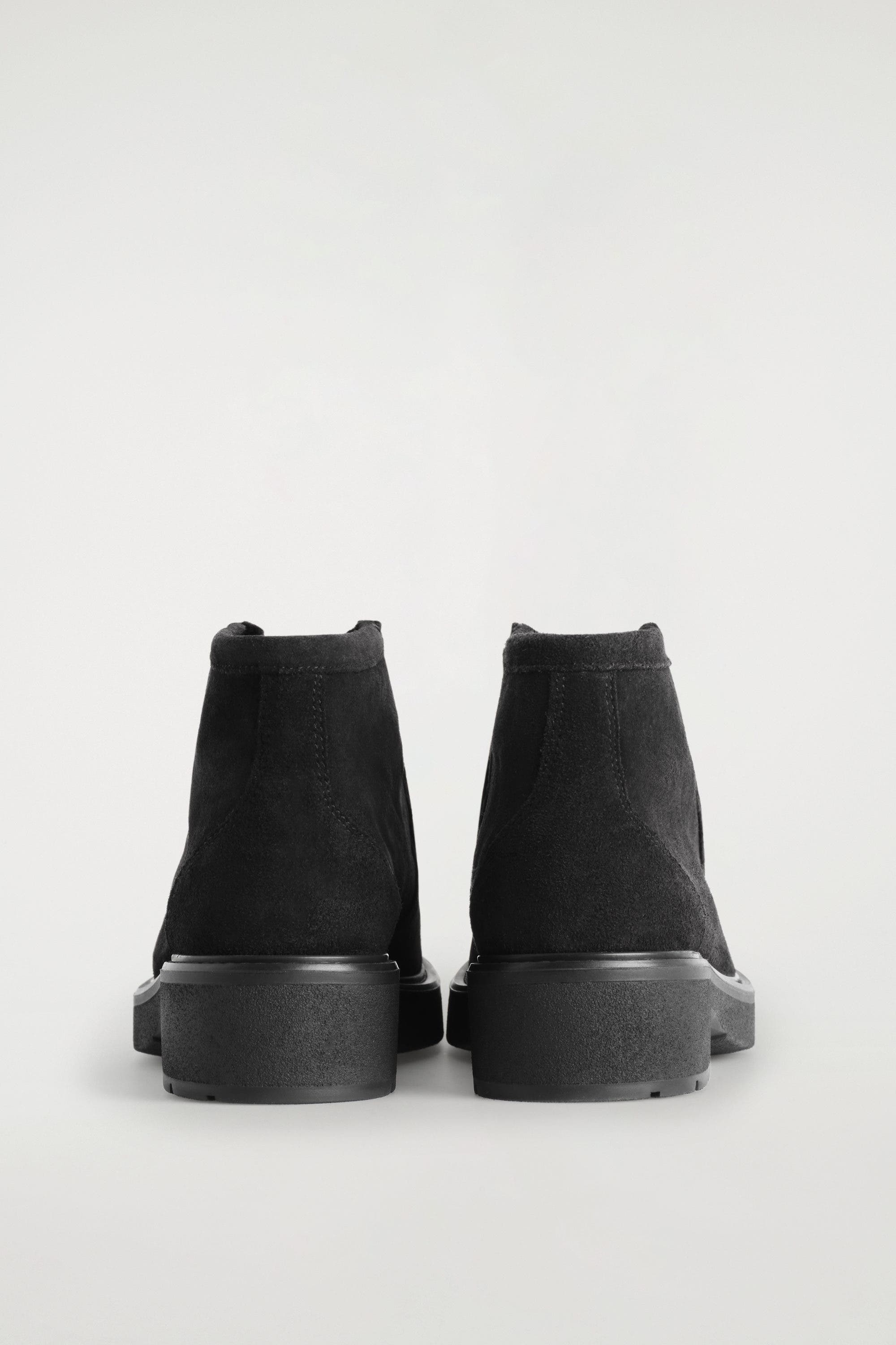 COS Lace-Up Suede Ankle Boots, Alternate, color, Black