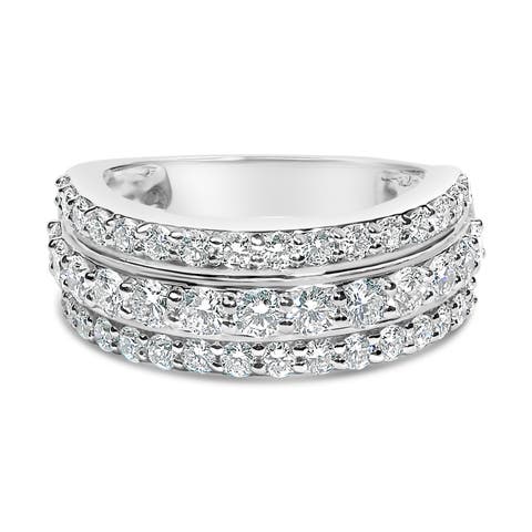 .925 Sterling Silver 2.0 ctw Lab Grown Diamond 3 Row Band Ring (F-G Color, VS1-VS2 Clarity