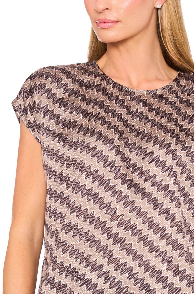 Zigzag Dot Print Cap Sleeve Shell, Alternate, color, COVERT GREEN