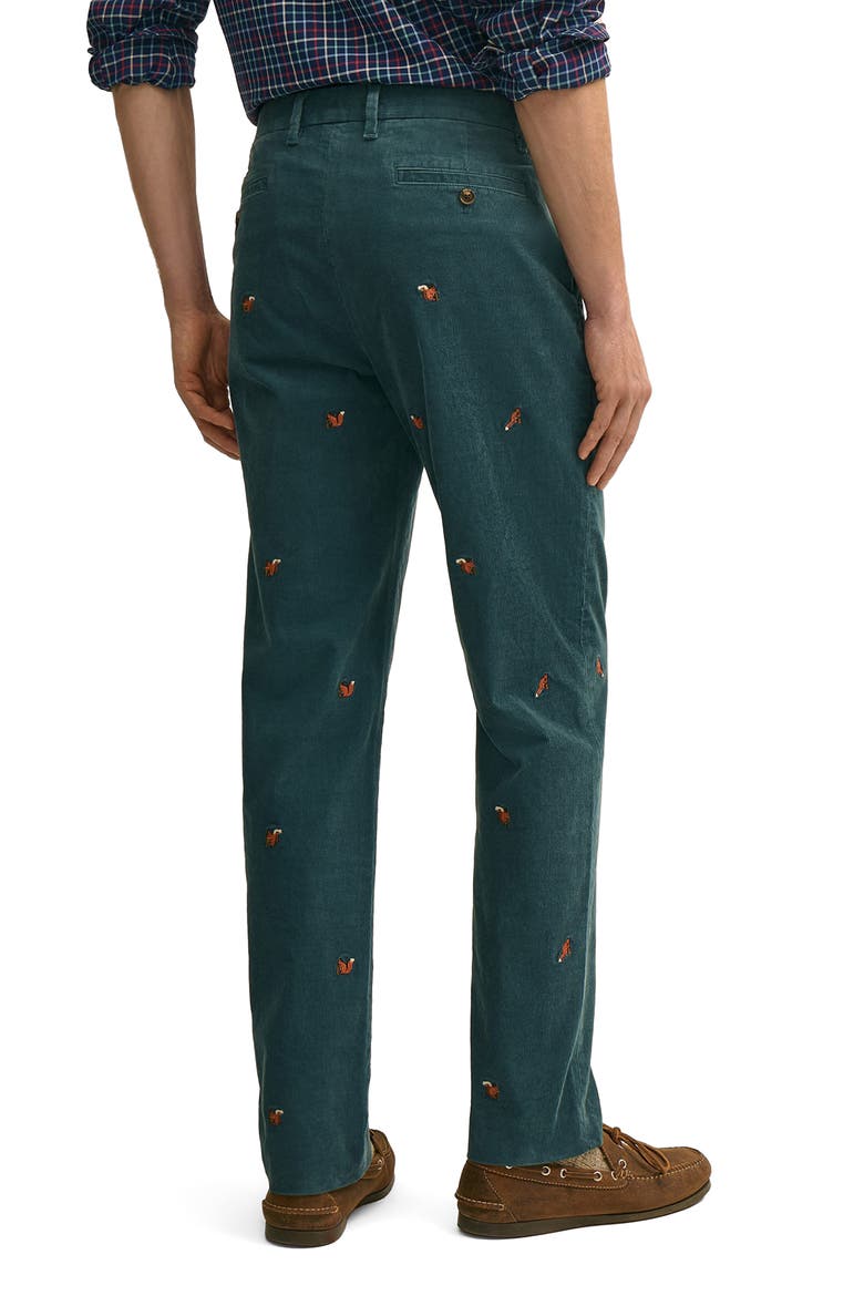 Embroidered Squirrel Motif Corduroy Straight Leg Pants, Alternate, color, STARGAZER