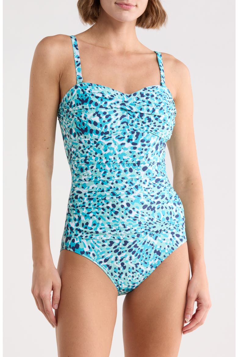 Flora Bandeau One-Piece Swimsuit, Alternate, color, PANTHEON BLUE