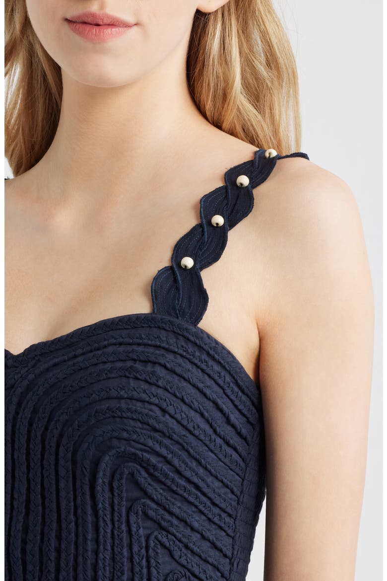 Atalia Braid Detail Cotton Tank, Alternate, color, NAVY