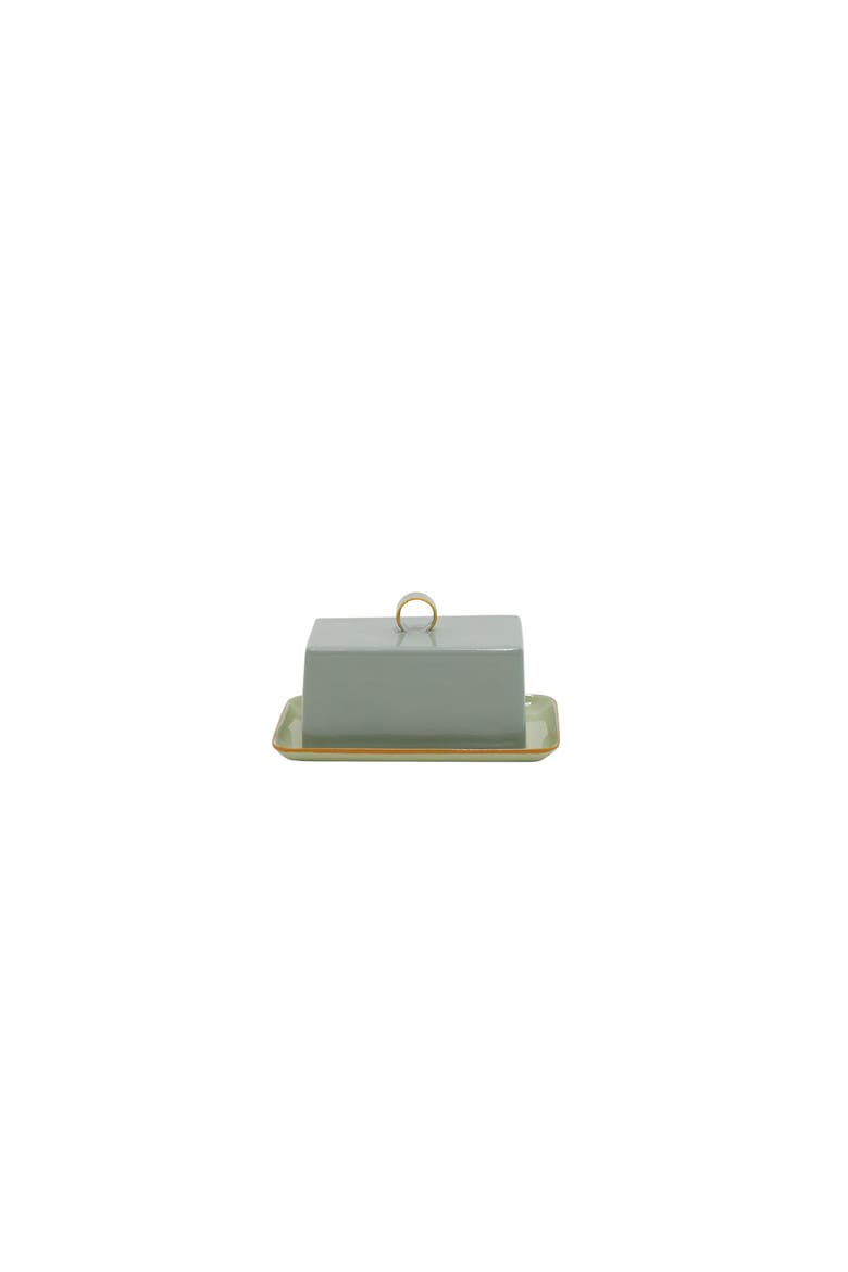Harlow Bright Butter Dish, Main, color, White