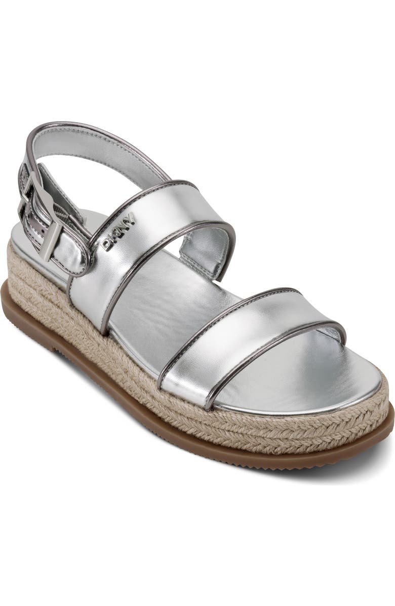 DKNY Bernae Slingback Platform Espadrille, Main, color, Silver