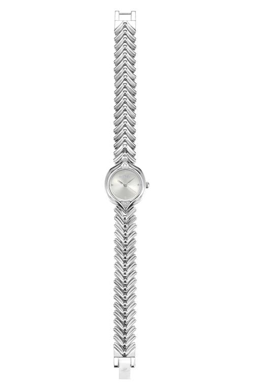 Ettika Round Case Chevron Strap Watch In Metallic