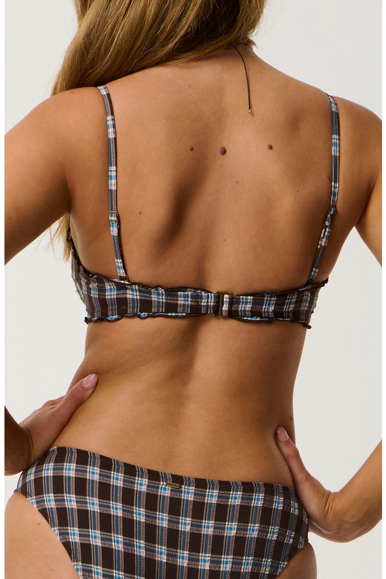 Paraiso Plaid Bandeau Bikini Top, Alternate, color, BROWN