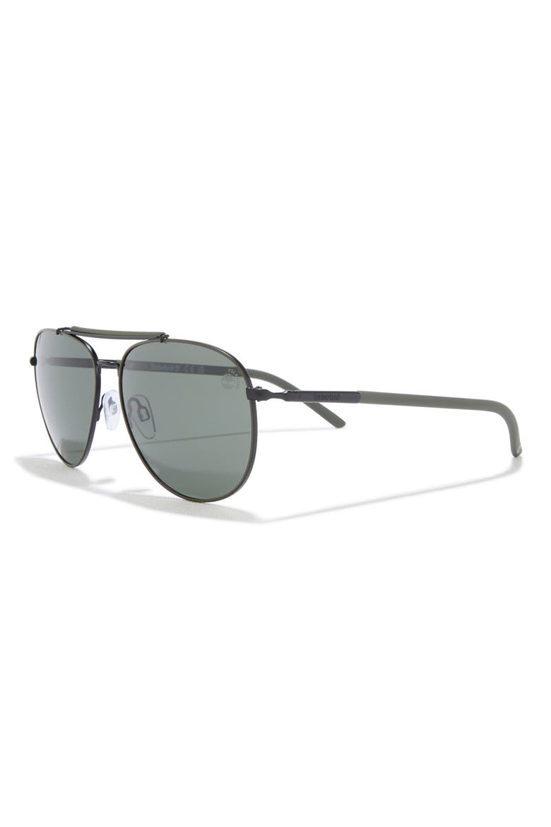 59mm Pilot Sunglasses, Alternate, color, MATTE BLACK / GREEN POLARIZED