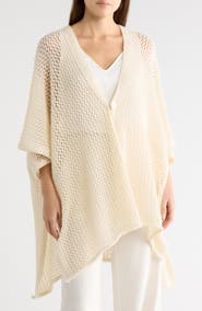 Vince Camuto Open Knit Button Front Ruana
