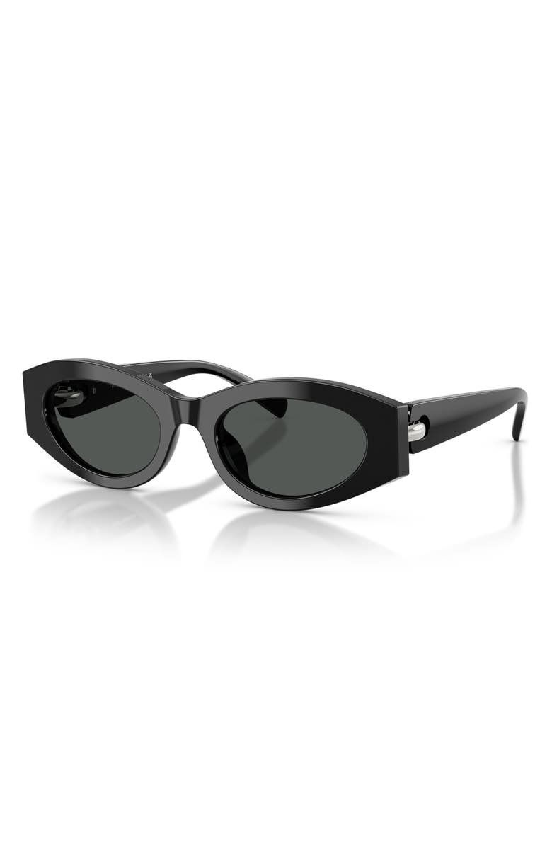 Tory Burch 52mm Oval Sunglasses, Alternate, color, Black / Dark Grey
