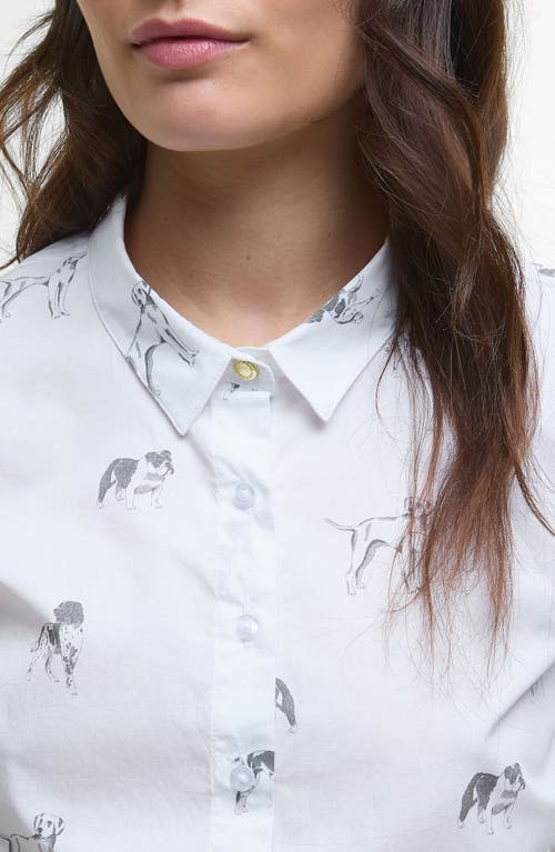 Barbour Brambles Dog Print Cotton Button-up Shirt In White