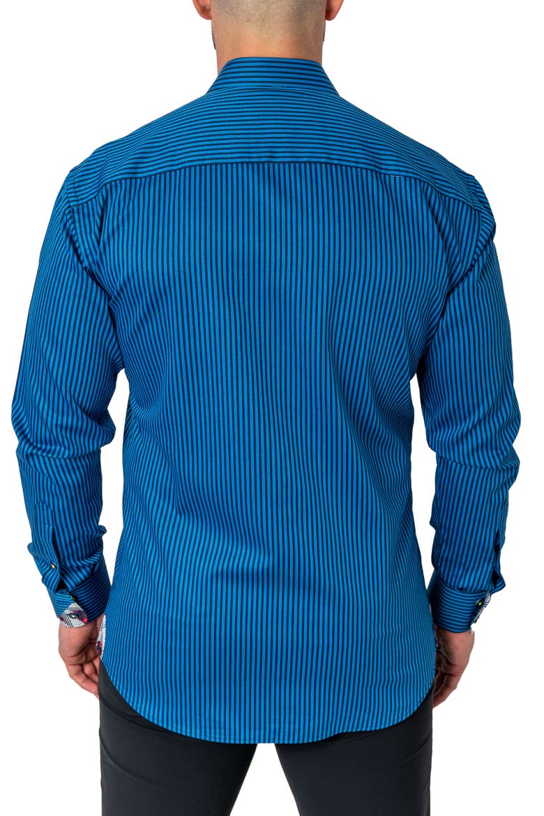 Einstein Diamonds & Stripes Contemporary Fit Button-Up Shirt, Alternate, color, BLUE