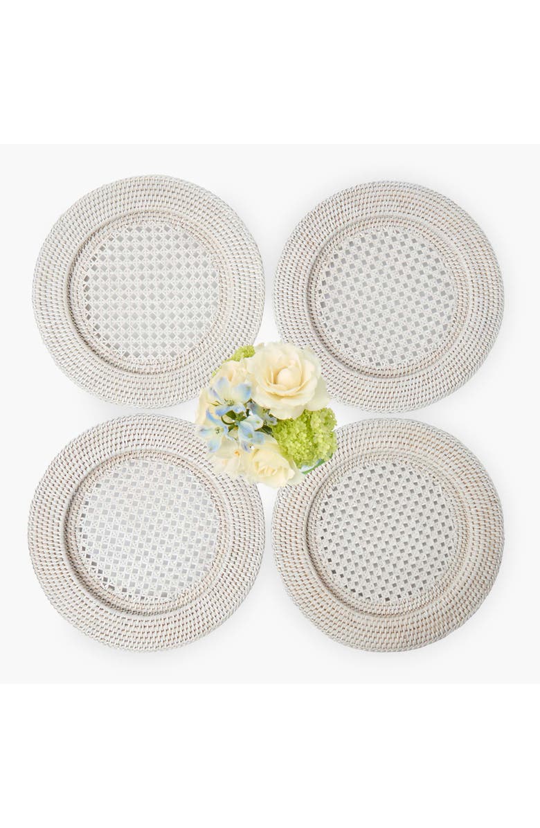 Mrs. Alice Rattan Charger Plates, Main, color, White