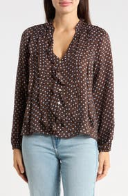 CeCe Ruffled Polka Dot Top