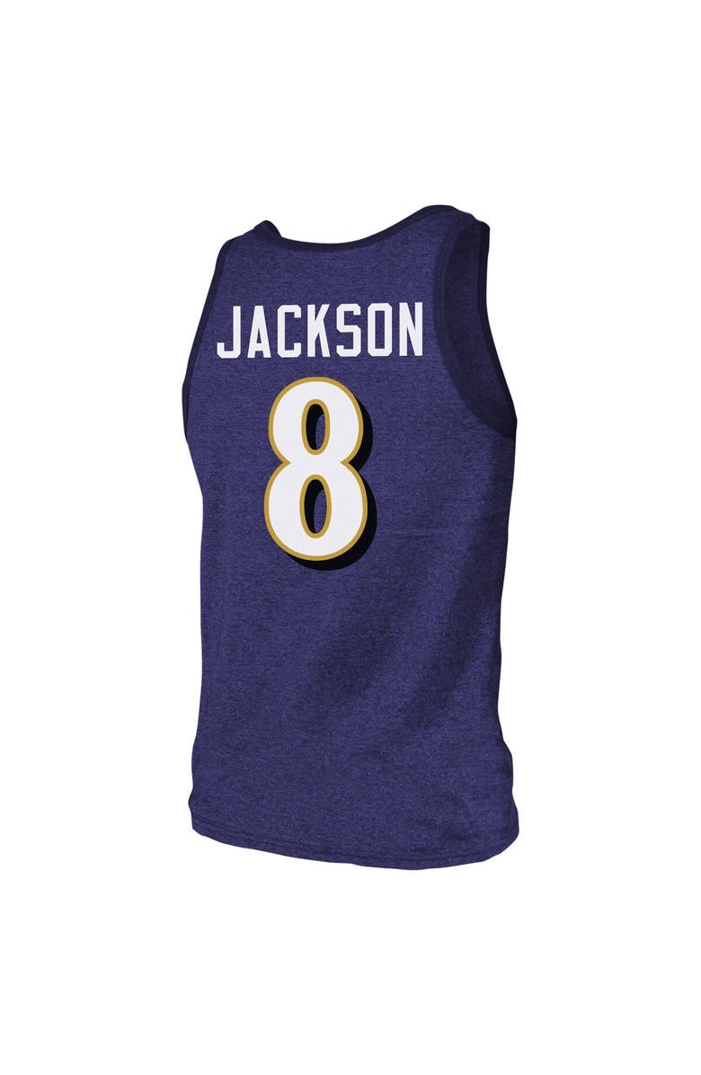 Majestic Threads Men's Majestic Threads Lamar Jackson Purple Baltimore Ravens Tri-Blend Player Name & Number Tank Top, Alternate, color, Purple