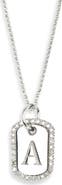 MESHMERISE Diamond Initial Dog Tag Pendant Necklace