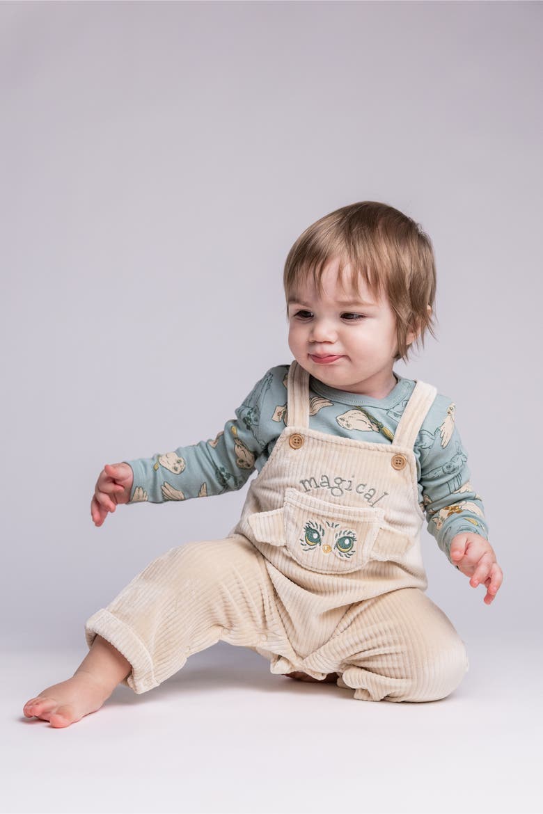 Hedwig 2-Piece Overalls and T-Shirt Set, Alternate, color, Jadeite Cream Hedwig