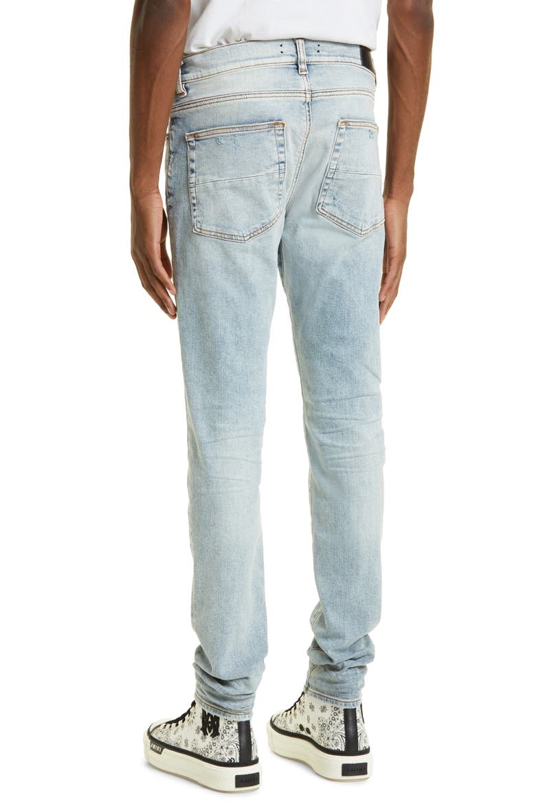 Stack Distressed Slim Fit Jeans, Alternate, color, STONE INDIGO