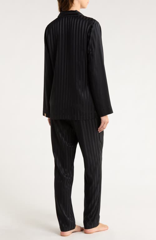 Lunya Stripe Jacquard Washable Silk Pajamas In Black