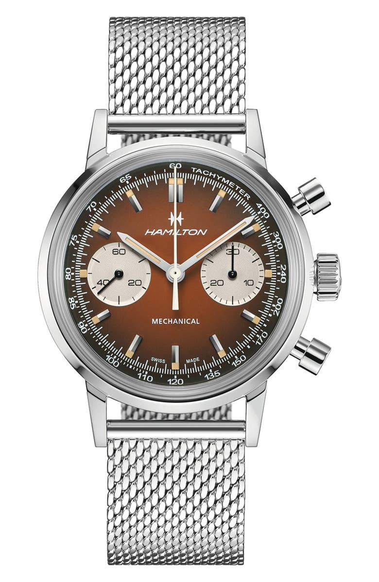 Hamilton American Classic Intra‑Matic Bracelet Watch, Main, color, Red