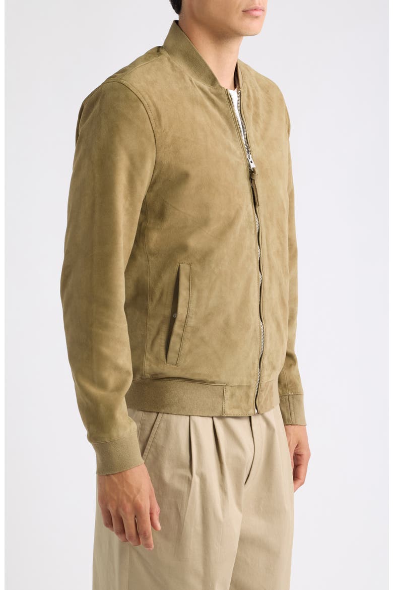 Morten Suede Bomber Jacket, Alternate, color, OLIVE GREEN