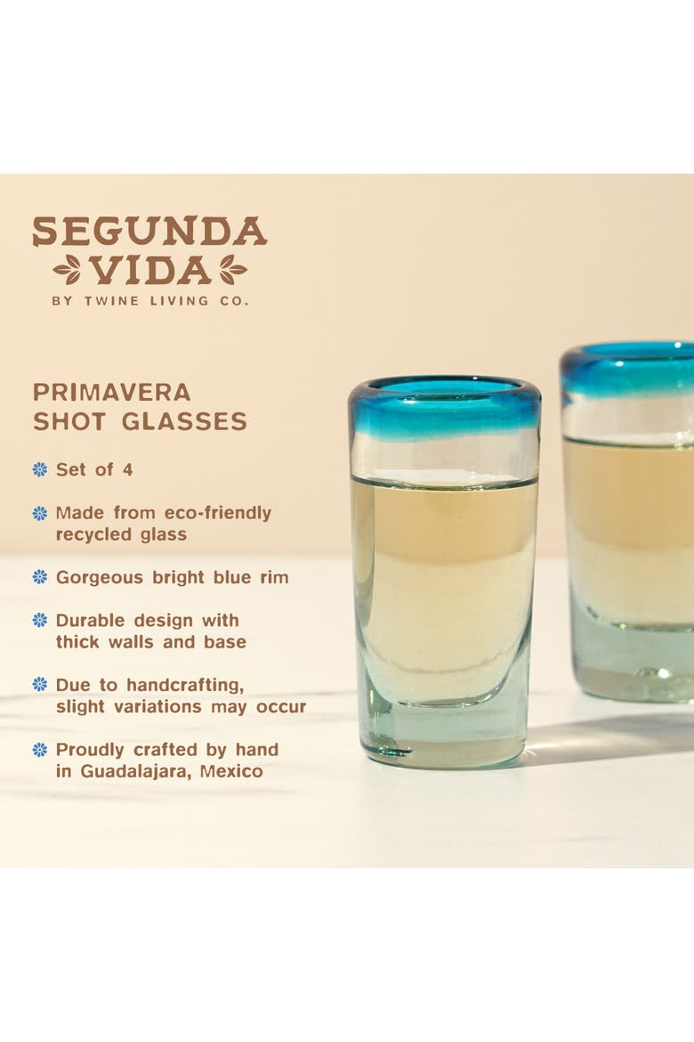 Segunda Vida Primavera Recycled Shot Glasses Set of 4, Alternate, color, Clear