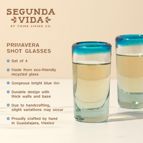 Twine Set Of 4 Primavera Recycled Shot Glasses In Clear