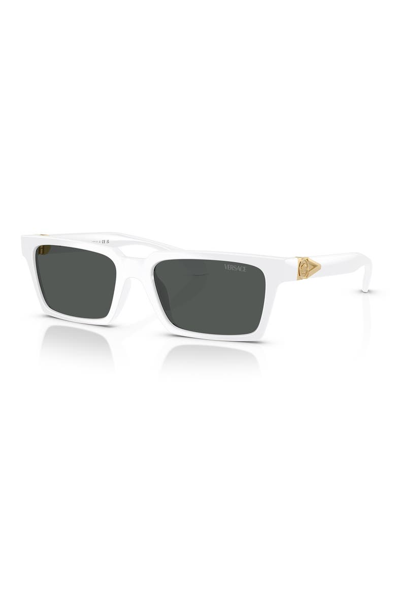 55mm Rectangular Sunglasses, Alternate, color, WHITE