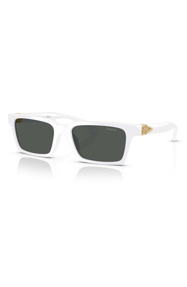 Versace 55mm Rectangular Sunglasses, Alternate, color, White