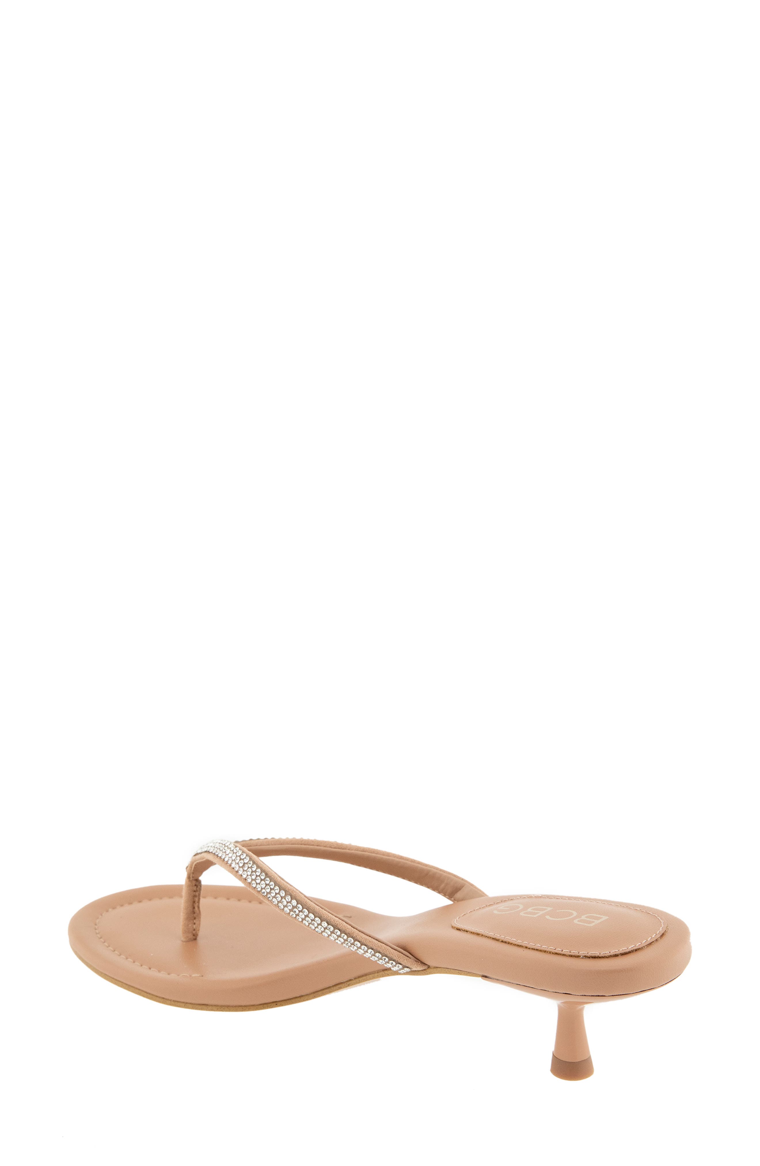 BCBGeneration Iefan Kitten Heel Thong Sandal, Alternate, color, Tan/ Rhinestone