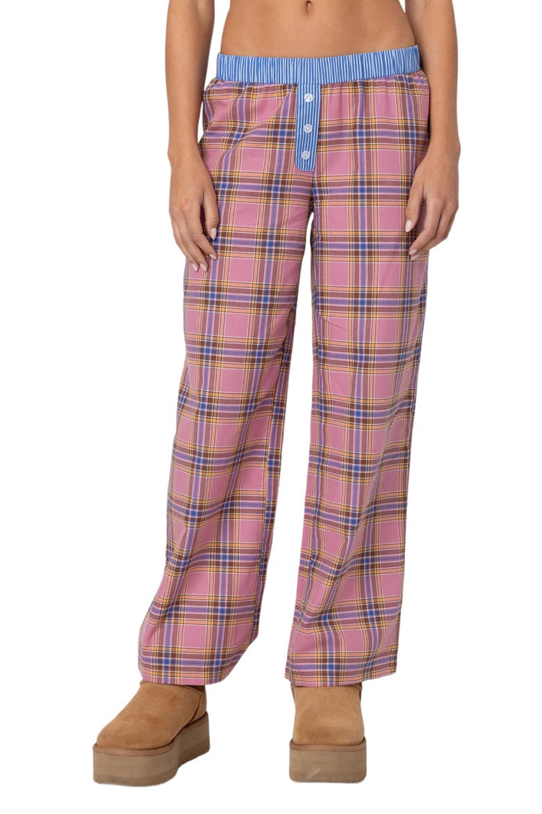 Plaid Lounge Pants, Main, color, PINK