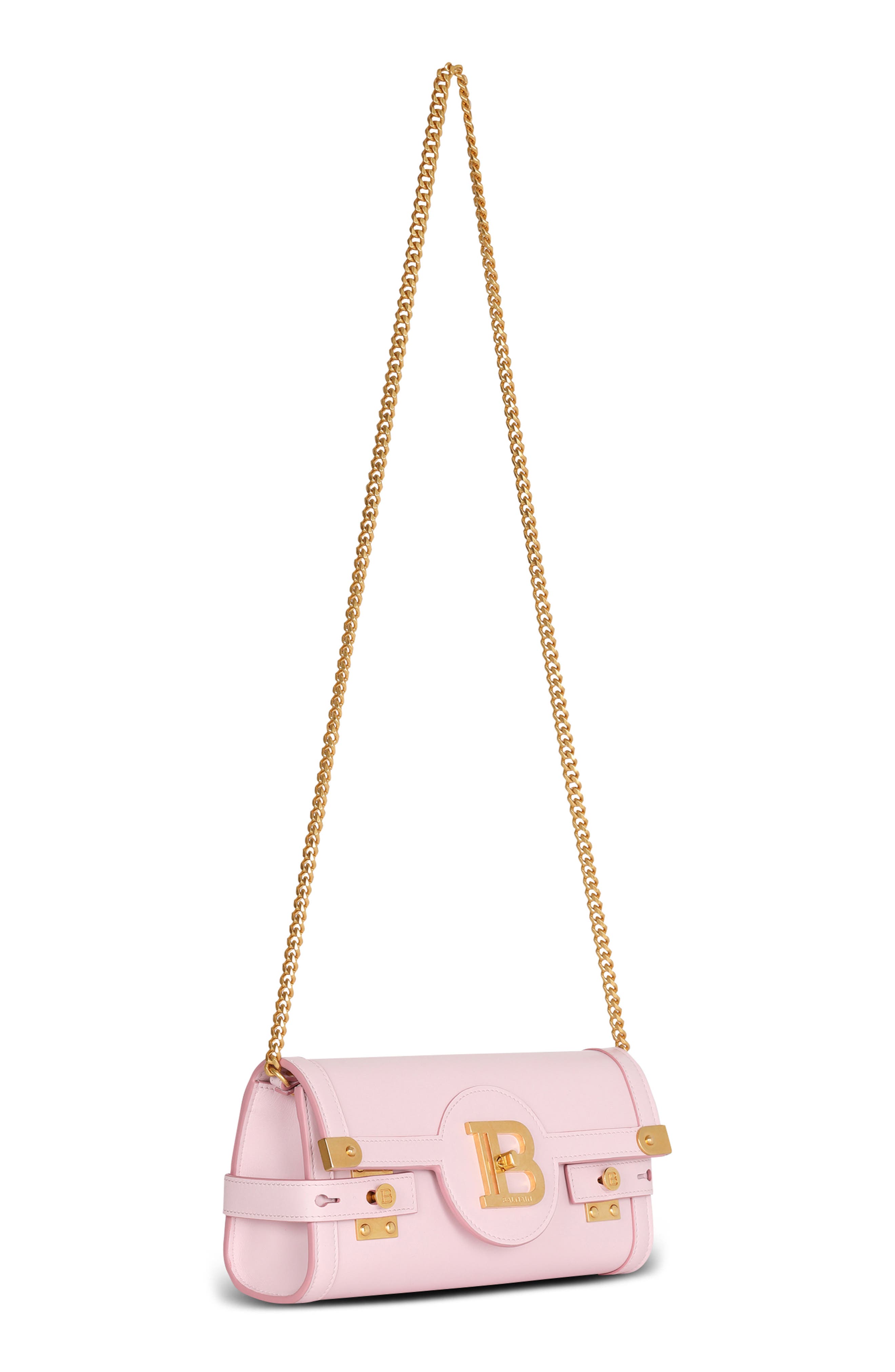 Balmain B-Buzz 23 Calfskin Leather Clutch, Alternate, color, 