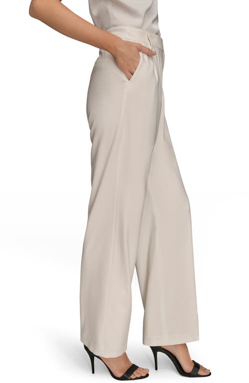 Donna Karan New York Pleated Wide Leg Pants In White