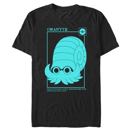 Pokémon Pokemon Omanyte Rock Water Type Card Graphic T-shirt In Black