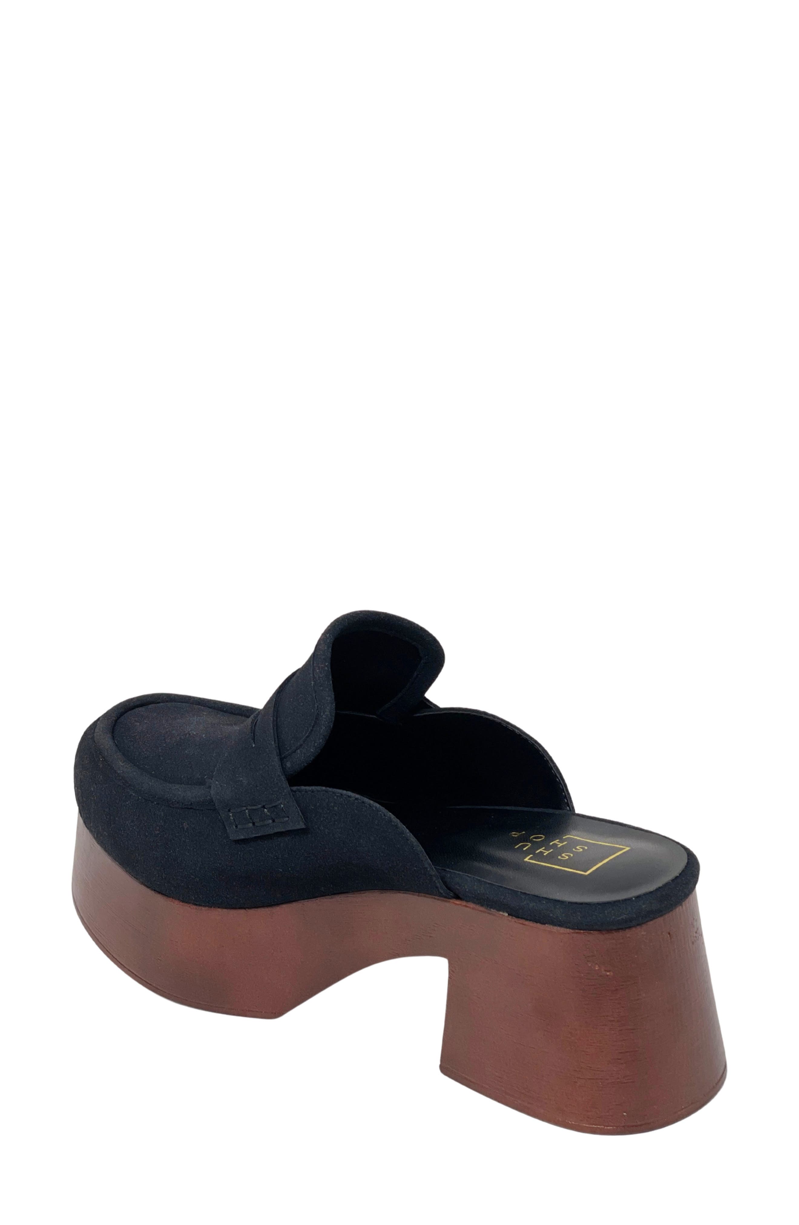 SHUSHOP Luella Platform Penny Loafer Mule, Alternate, color, Black