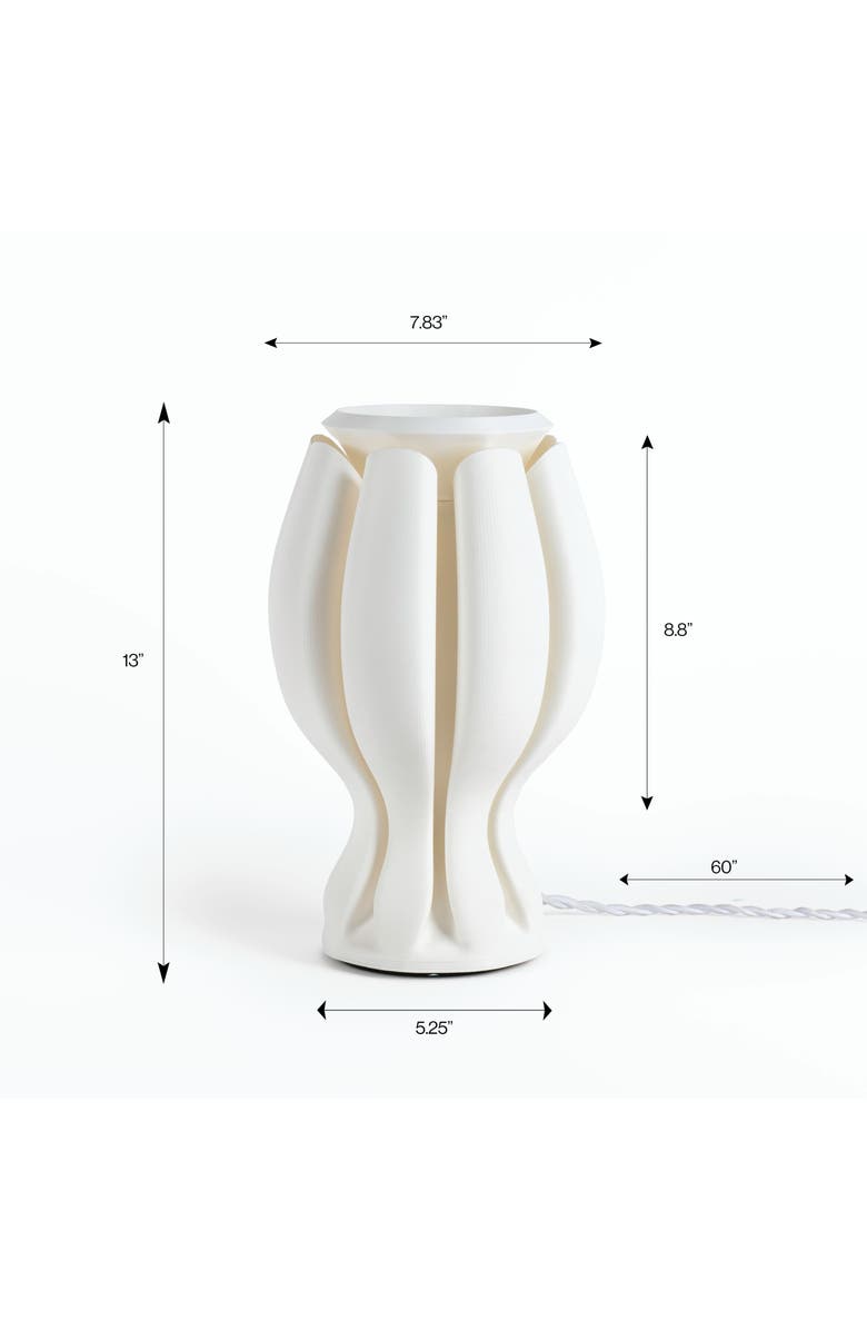 JONATHAN Y Flower 13" Tropical Coastal Plant-Based PLA 3D Printed Dimmable LED Table Lamp, Alternate, color, White