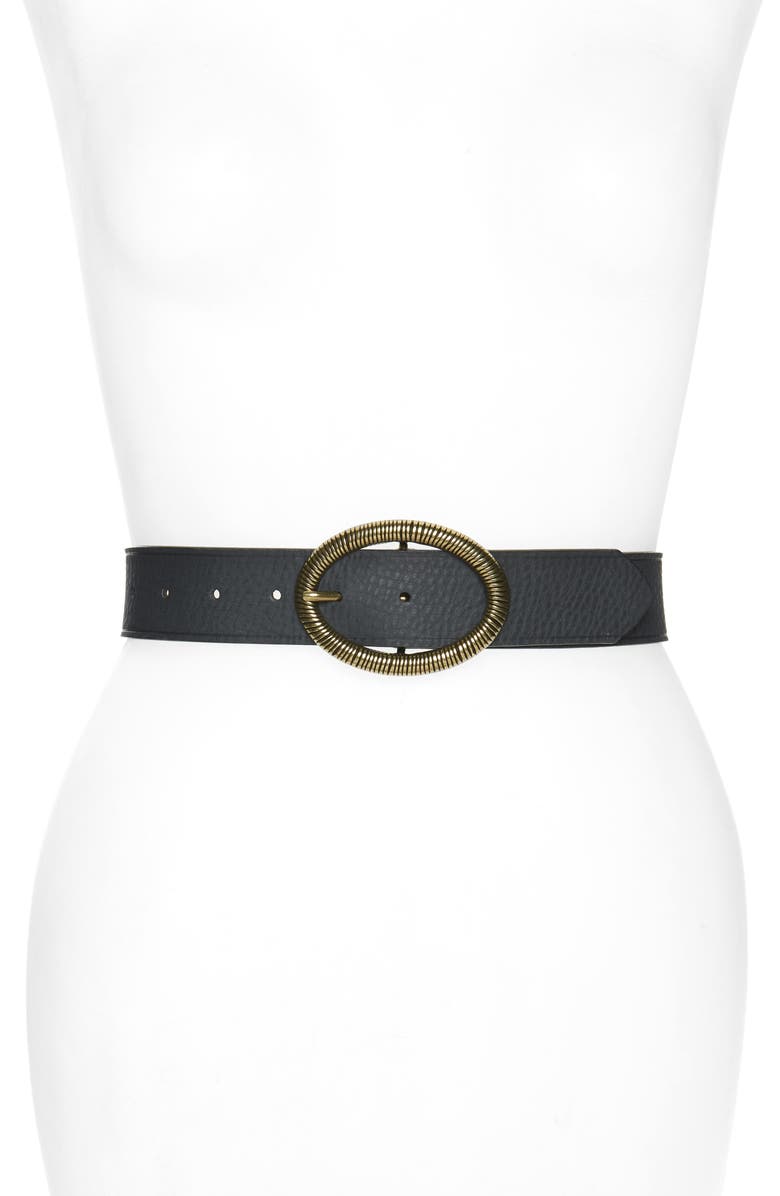 Treasure & Bond Textured Buckle Leather Belt, Main, color, 