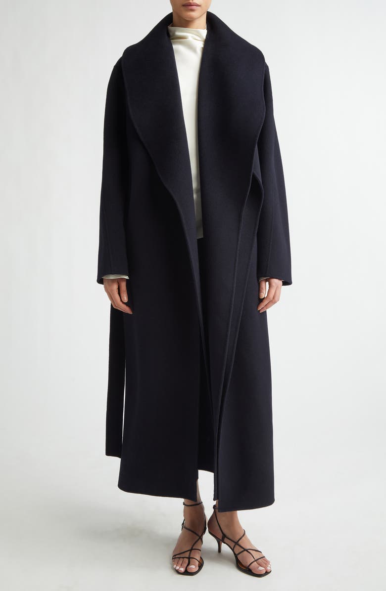 Róhe Double Face Wool & Cashmere Wrap Coat, Main, color, Navy