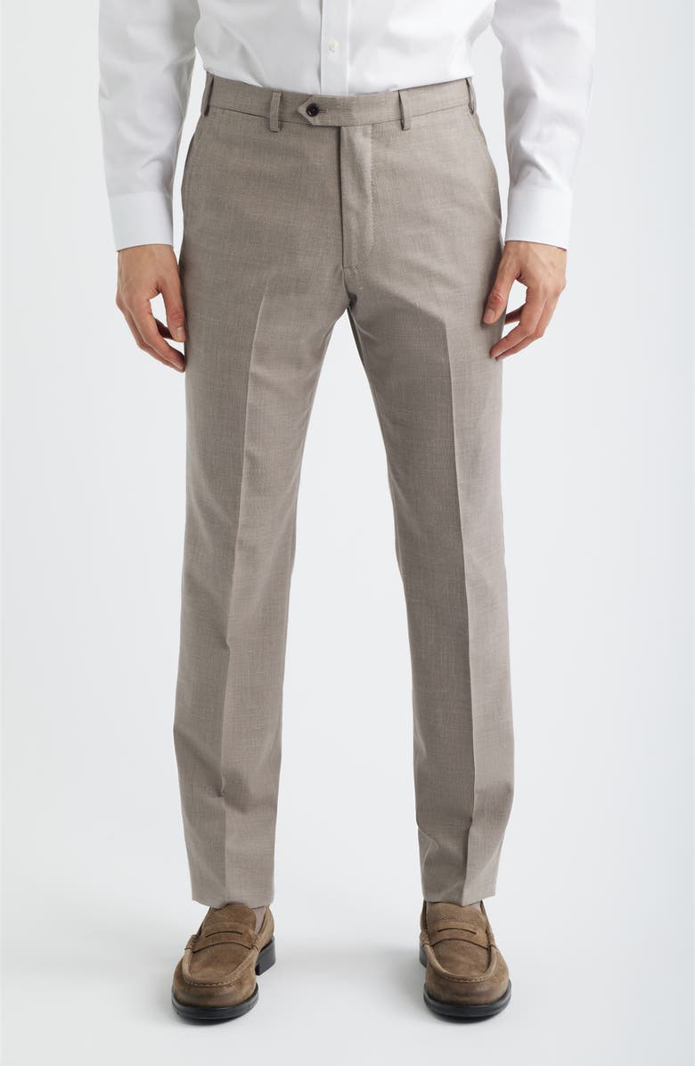Emporio Armani Tan Mélange Wool & Silk Blend Peak Lapel Suit, Alternate, color, Tan