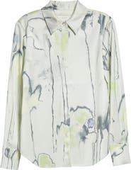 Jason Wu Collection Watercolor Floral Silk Twill Button-Up Shirt