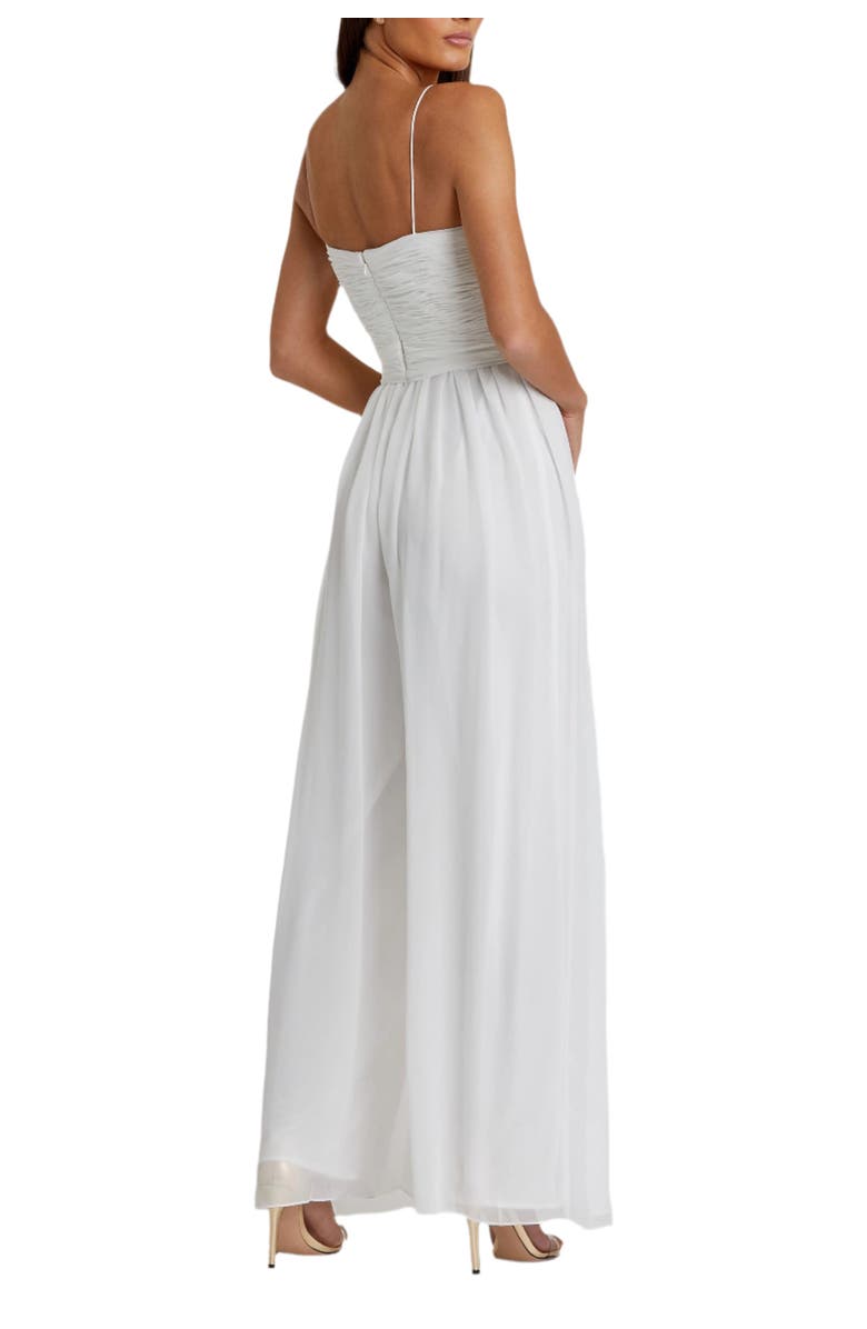 Mac Duggal Women's Flowy Faux Wrap Wide-Leg Jumpsuit, Alternate, color, White
