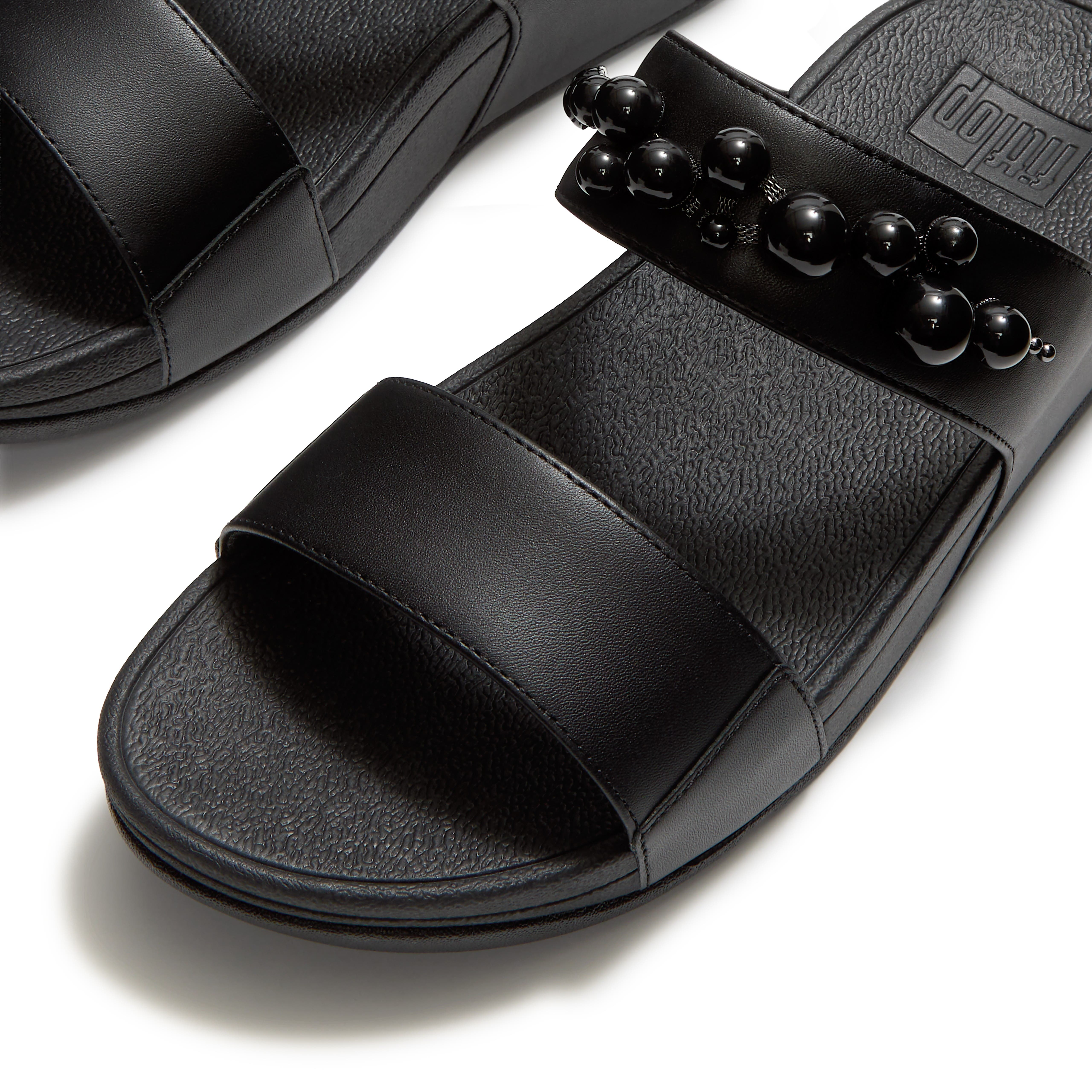 Lulu Beaded Slides, Alternate, color, All Black