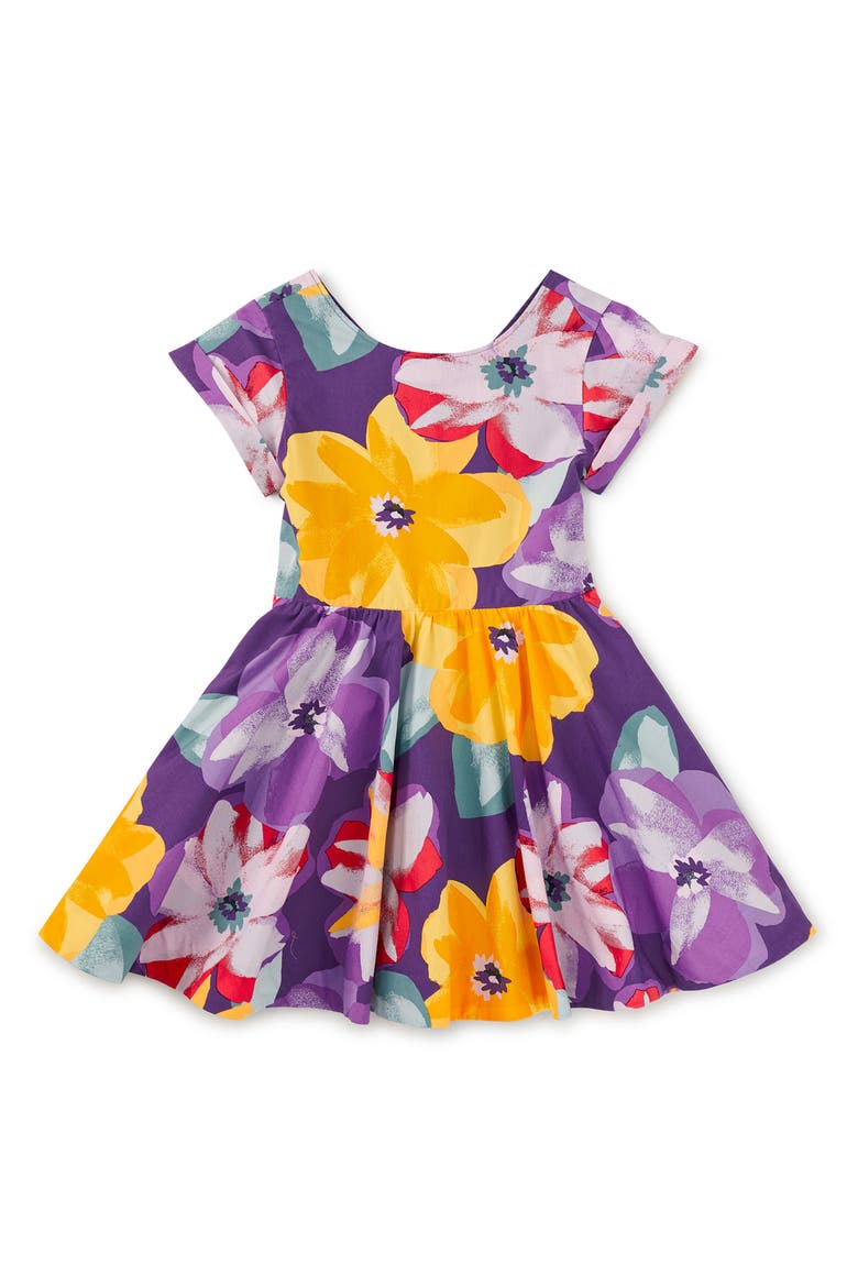 Button Back Skirted Dress, Main, color, Large Tropical Floral