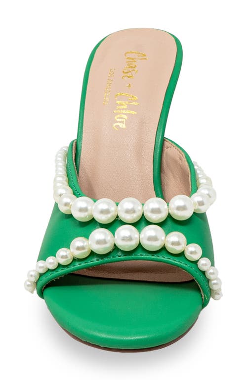 Chase & Chloe Chase And Chloe Faux Pearl Embellished Sandal In Green