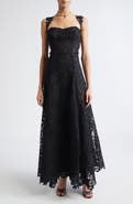 Oscar de la Renta Foxgloves Sleeveless Guipure Lace Gown