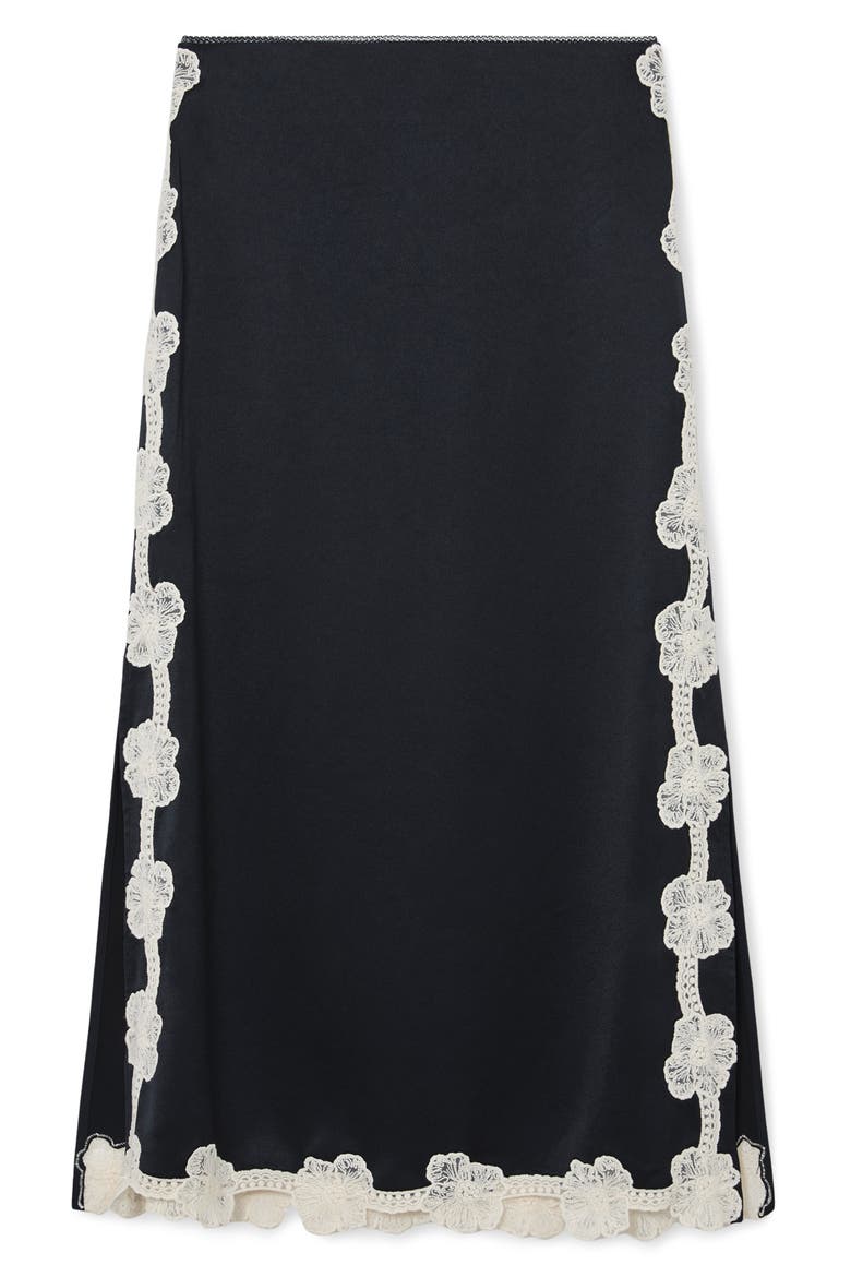 Doa Embroidered Floral Border Skirt, Alternate, color, NAVY